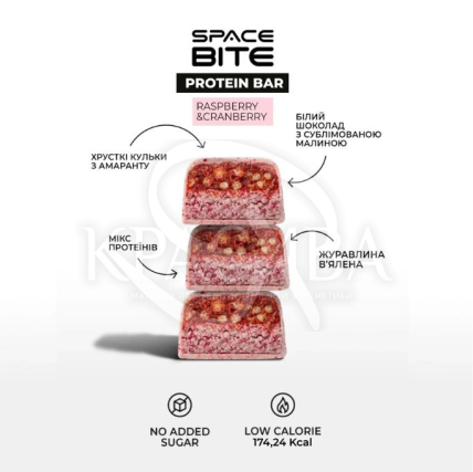 Батончик протеиновый "Малина - Клюква" глазированный белым шоколадом - 2