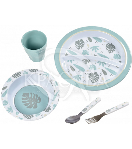 Набор посуды из меламина синий 5 предметов - 1