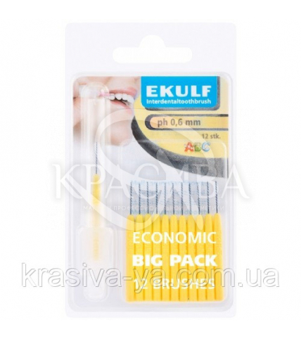 Щетки для межзубных промежутков Ekulf Ph 0,6 мм, 2 уп * 12 шт - 1