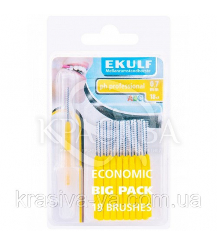 Щітки для міжзубних проміжків Ekulf Ph Professional 0.7 мм, 2 уп * 18 шт - 1