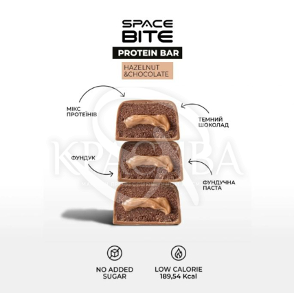 Батончик протеїновий "Шоколад з лісовим горіхом" глазурований молочним шоколадом - 2