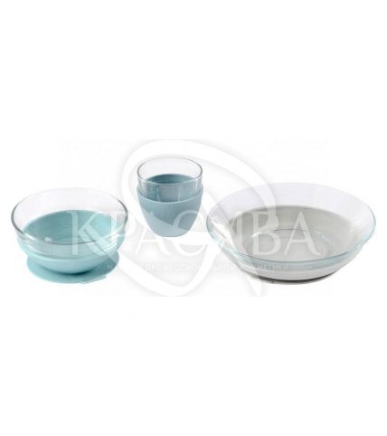 Набір скляного посуду блакитний 3 предмета - 1