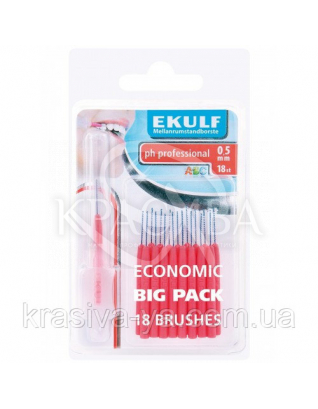 Щетки для межзубных промежутков Ekulf Ph Professional 0.5 мм, 2 уп * 18 шт : Межзубная щетка