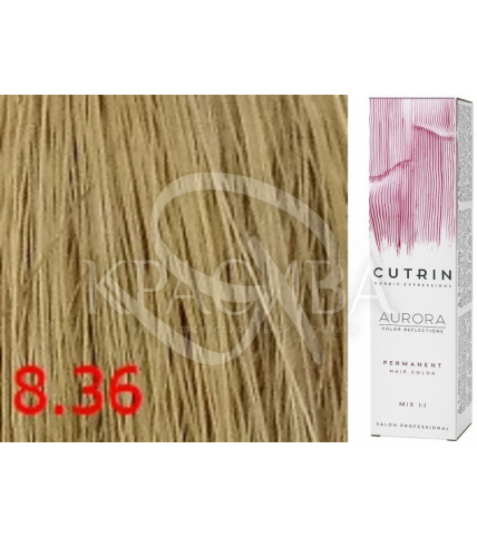 Cutrin Aurora Permanent Color - Аммиачная краска для волос 8.36 Светлый золотой песок, 60 мл - 1