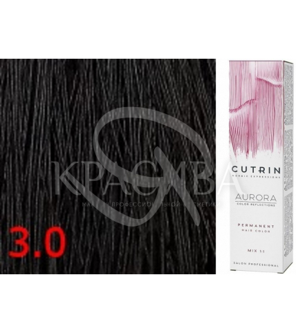 Cutrin Aurora Permanent Color - Аміачна фарба для волосся 3.0 Темно-коричневий, 60 мл - 1