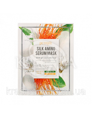 Маска для лица с протеинами шелка PETITFEE Silk Amino Serum Mask, 25г х 5шт. : Маски для лица