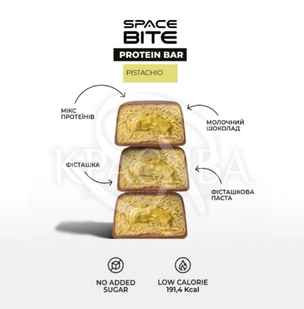 Батончик протеїновий "Фісташковий" глазурований молочним шоколадом - 2