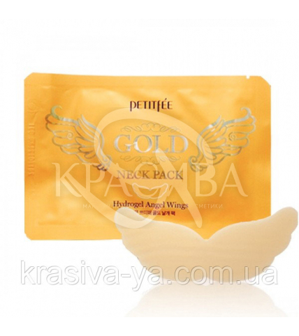 Гидрогелевая маска для шеи с плацентой PETITFEE Hydrogel Angel Wings Gold Neck Pack, 2шт по 10г - 1