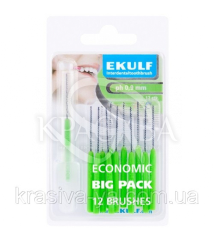 Щетки для межзубных промежутков Ekulf Ph 0,9 мм, 2 уп * 12 шт - 1