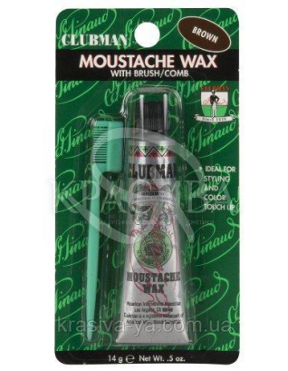 Воск для усов Clubman Moustache Wax Hang Pack - Brown, 14 г : Мужские средства для бритья