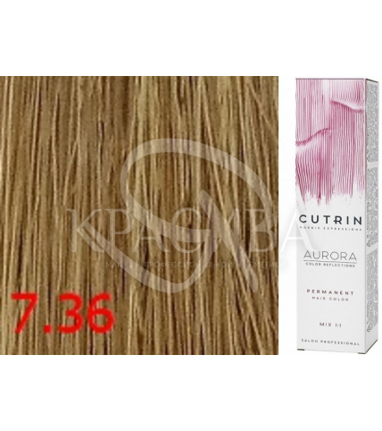 Cutrin Aurora Permanent Color - Аммиачная краска для волос 7.36 Золотой песок, 60 мл - 1