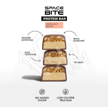 Батончик протеиновый "Фундук - Финик" глазированный темным шоколадом - 2