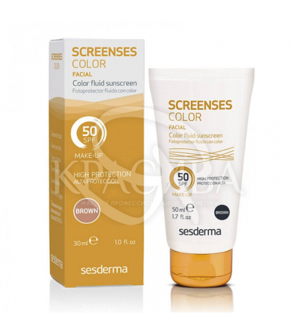 Screenses Color Fluid SPF 50 Brown - Сонцезахисний тональний крем SPF 50, 50 мл - 1