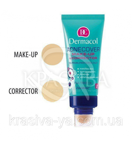 DC Make-up Acnecover and Corrector 02 Тональный крем с корректором для проблемной кожи, 30 мл + 3 г - 1